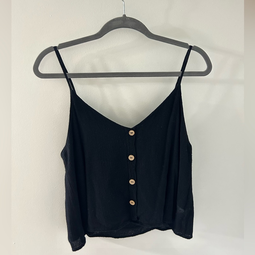 Newbury Kustom Black Camisole with Button Detail